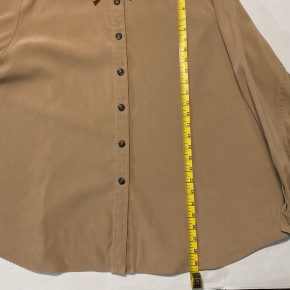 Talbots Button Up Shirt Jacket Suede Look Stretch Tan Shacket - Picture 3 of 8